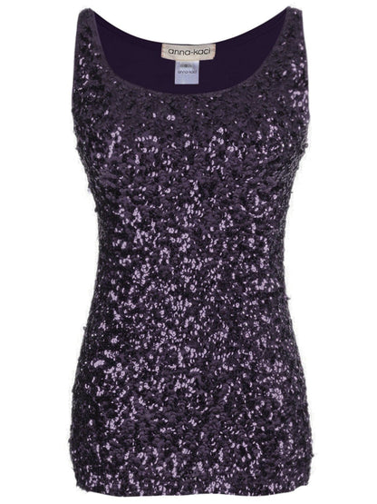 Blusa sin mangas con destellos y brillo