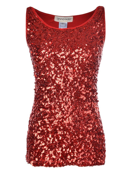 Blusa sin mangas con destellos y brillo
