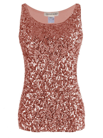 Blusa sin mangas con destellos y brillo