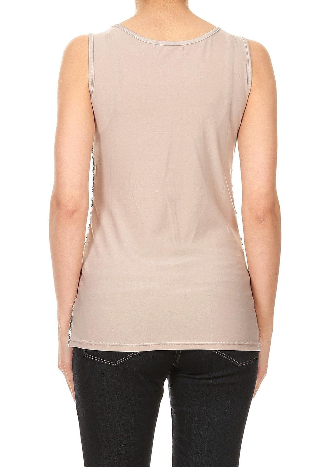 Blusa sin mangas con destellos y brillo