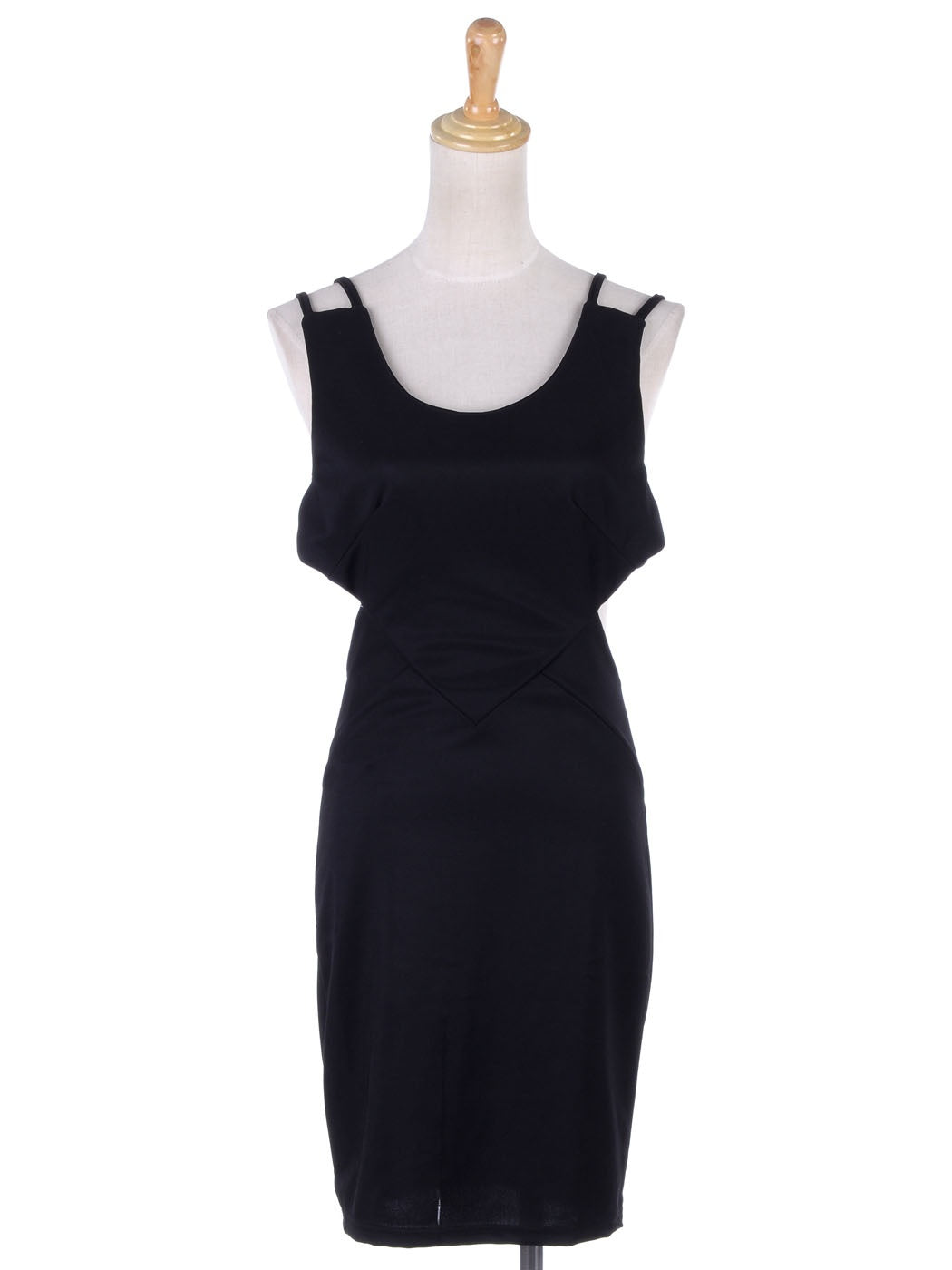 Vestido de cóctel con múltiples tiras y escote en el centro en color negro talla S/M