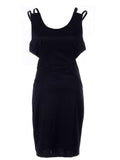 Vestido de cóctel con múltiples tiras y escote en el centro en color negro talla S/M