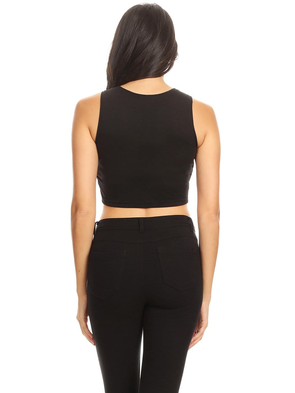 Camisa sin mangas con lentejuelas brillantes en el abdomen