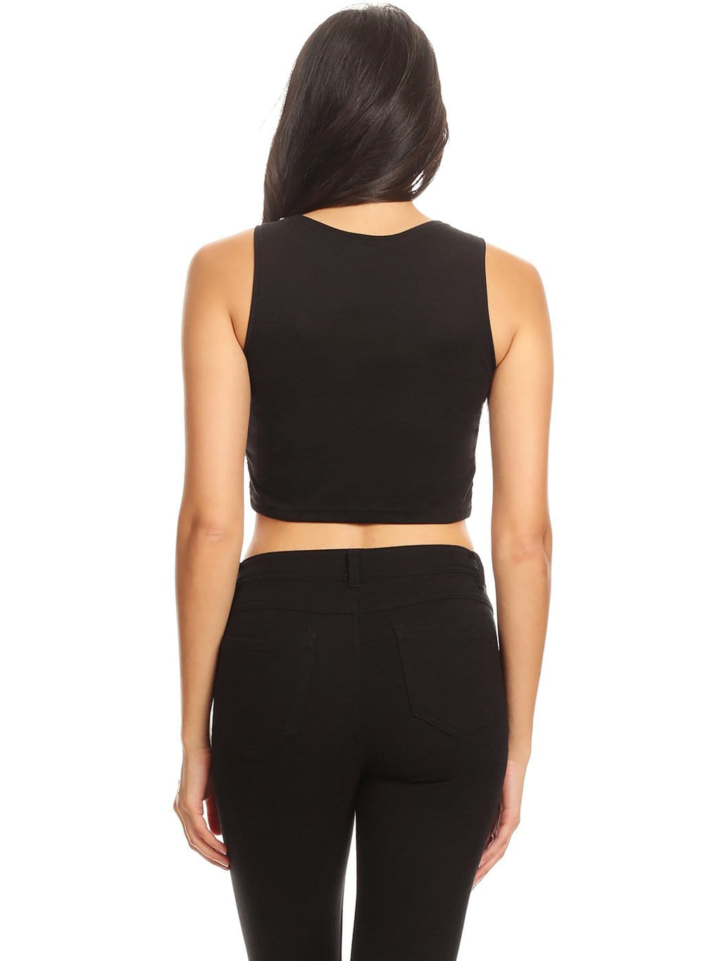 Camisa sin mangas con lentejuelas brillantes en el abdomen