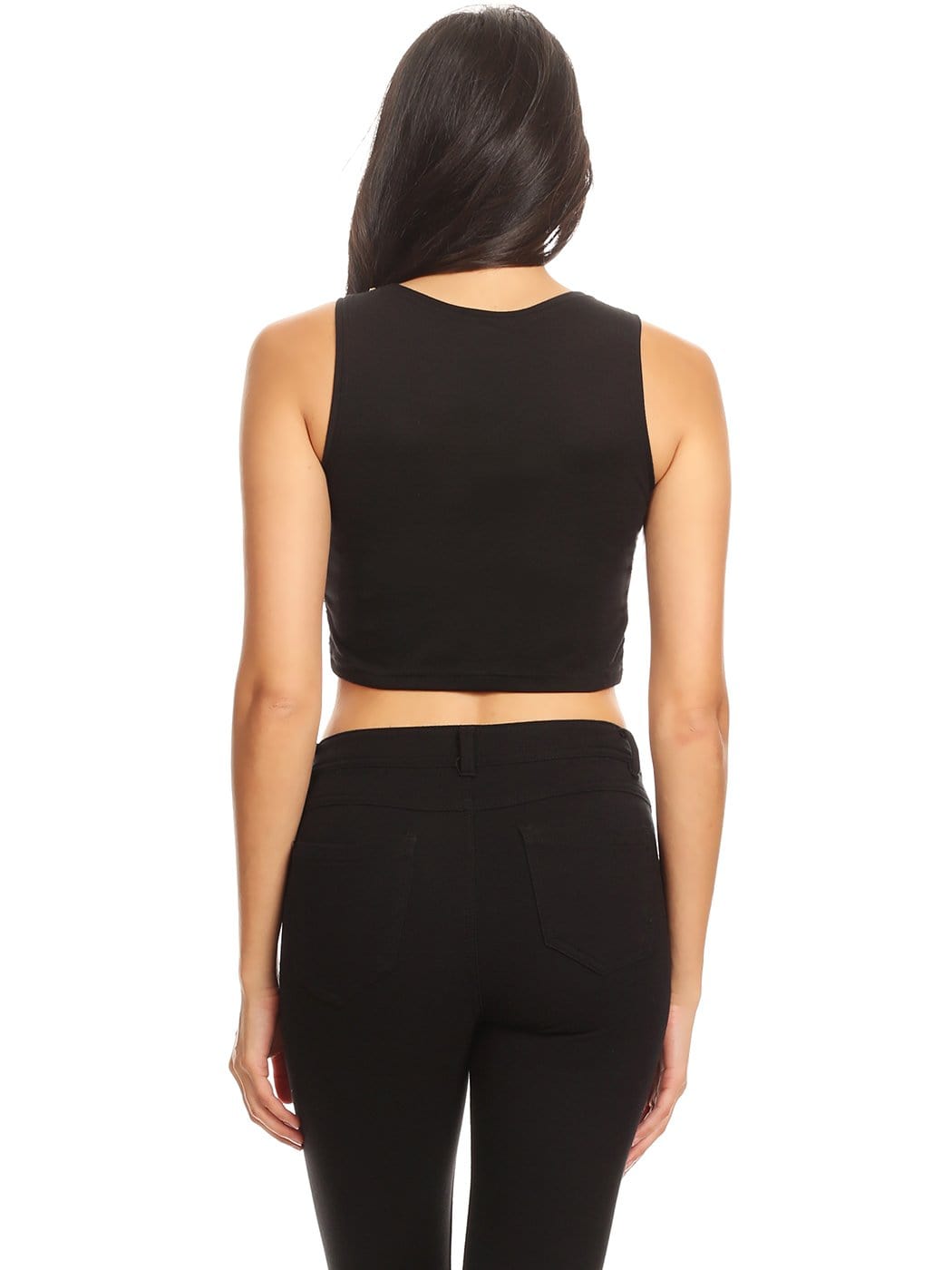 Camisa sin mangas con lentejuelas brillantes en el abdomen