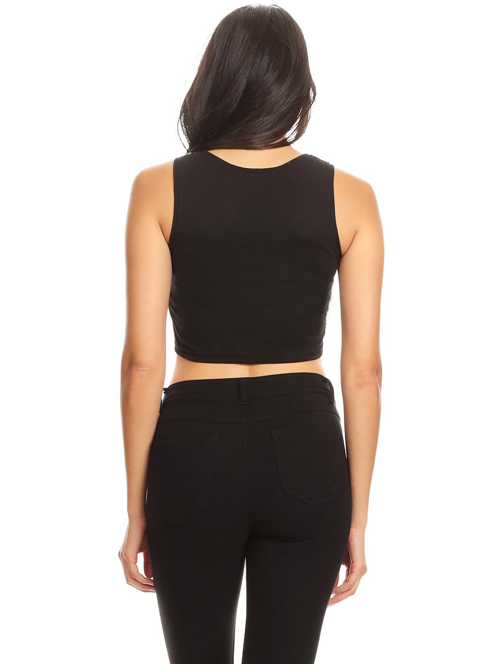 Camisa sin mangas con lentejuelas brillantes en el abdomen