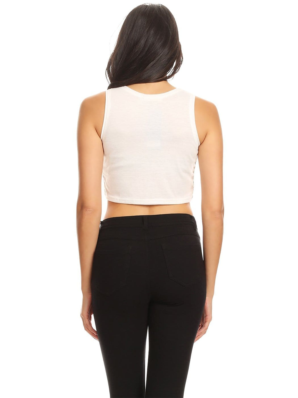 Camisa sin mangas con lentejuelas brillantes en el abdomen