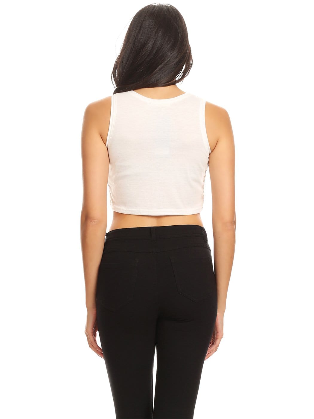 Camisa sin mangas con lentejuelas brillantes en el abdomen
