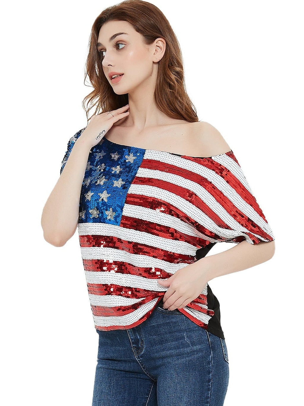 Patriotic American Sequin Camisole Top