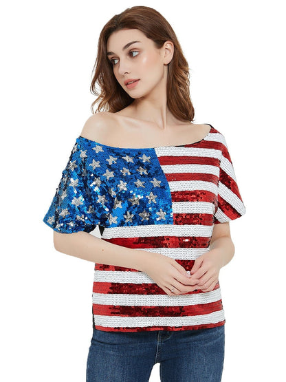 Patriotic American Sequin Camisole Top