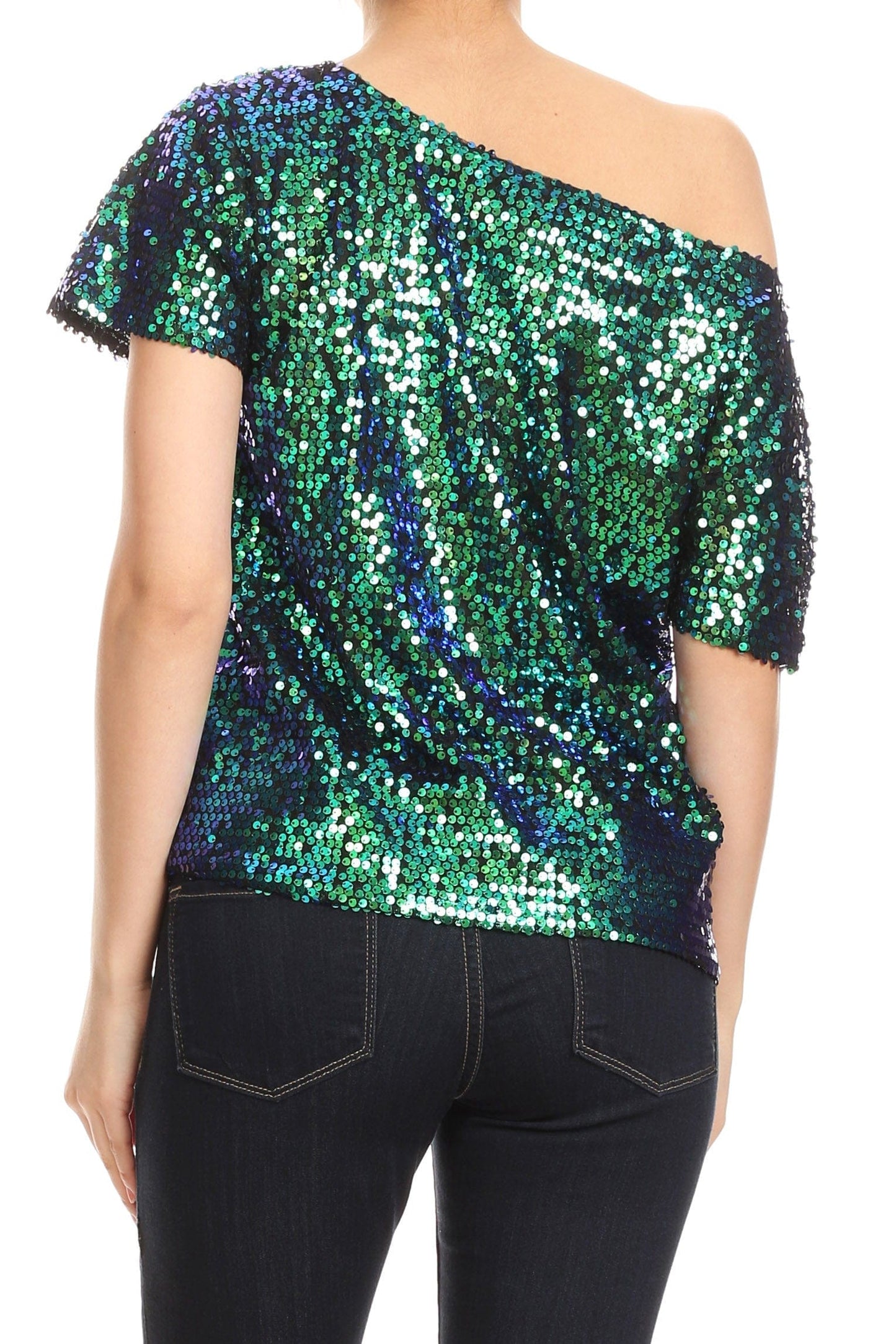 One Shoulder Sequin Top