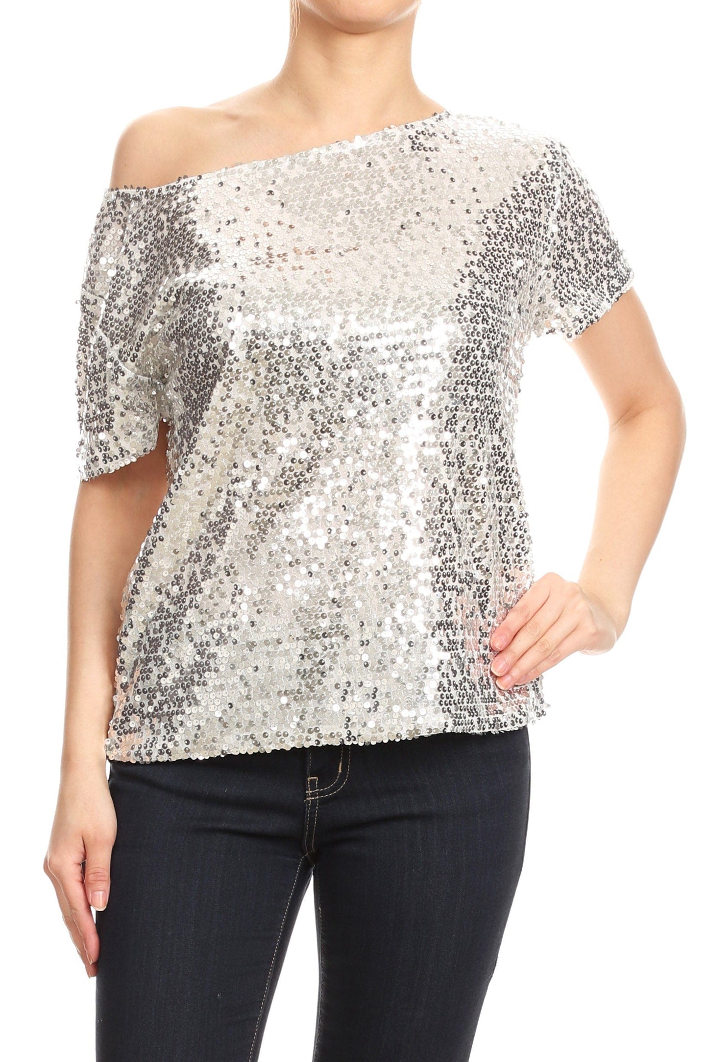 One Shoulder Sequin Top