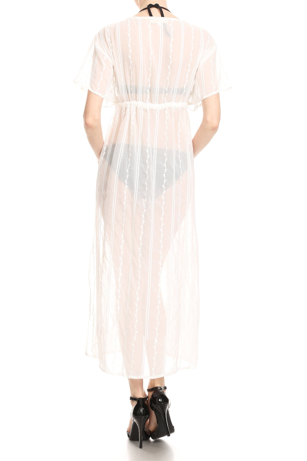 Vestido playero con lazo frontal y aberturas laterales