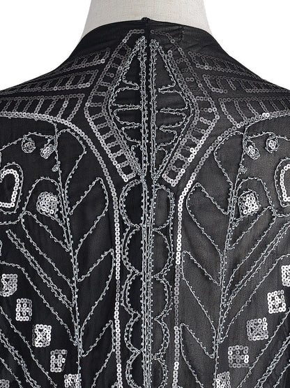 Anna-Kaci Womens Oversize Hand Beaded Fringed Sequin Evening Shawl Wrap