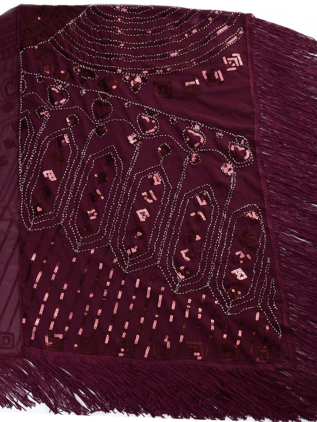 Anna-Kaci Womens Oversize Hand Beaded Fringed Sequin Evening Shawl Wrap