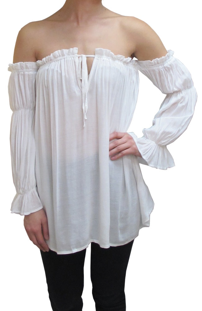 Blusa estilo bohemio semitransparente con hombros descubiertos