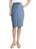 Falda vaquera ceñida a la cadera, suave, cómoda y elástica, de color azul, para mujer, talla mediana/grande, color negro