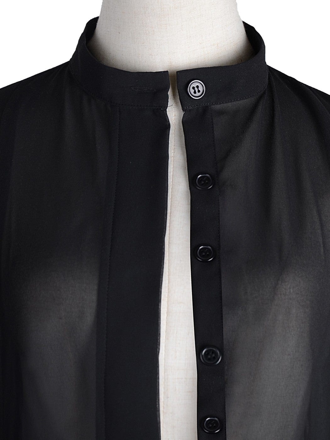 Blusa tipo túnica larga de gasa transparente negra para mujer joven