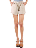 Pantalones cortos de lino elásticos con bolsillos y cordón ajustable
