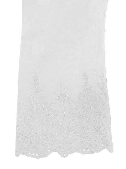 Pantalones de salón de algodón de corte holgado, informales, con cintura elástica y pierna recta para mujer de Anna-Kaci, color blanco, talla pequeña