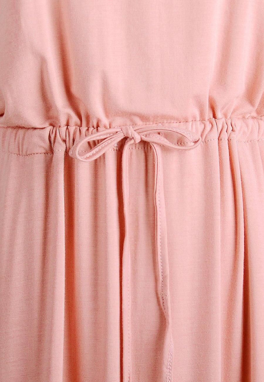 Vestido camisero básico con lazo en la parte delantera y bolsillos