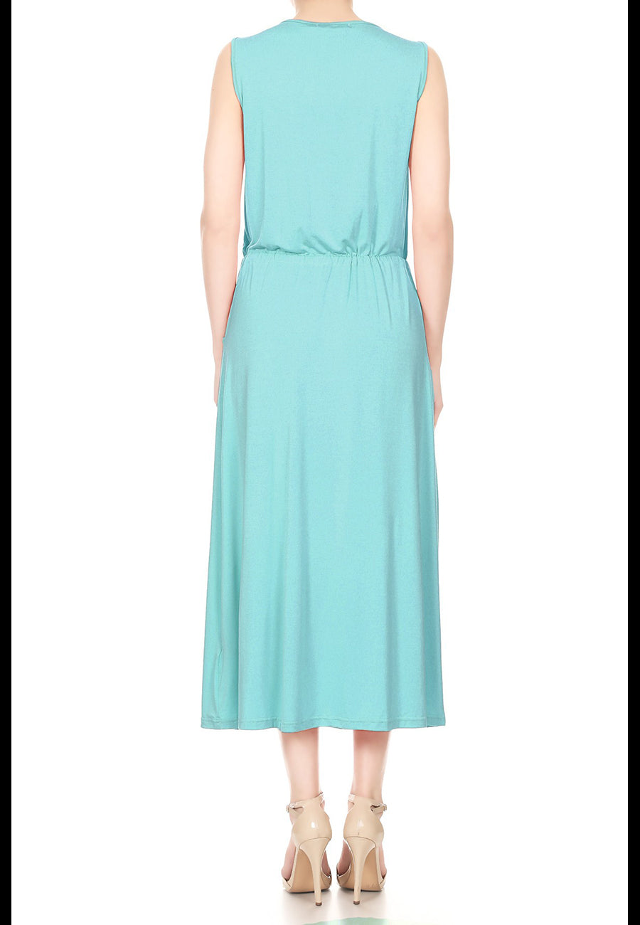 Vestido camisero básico con lazo en la parte delantera y bolsillos