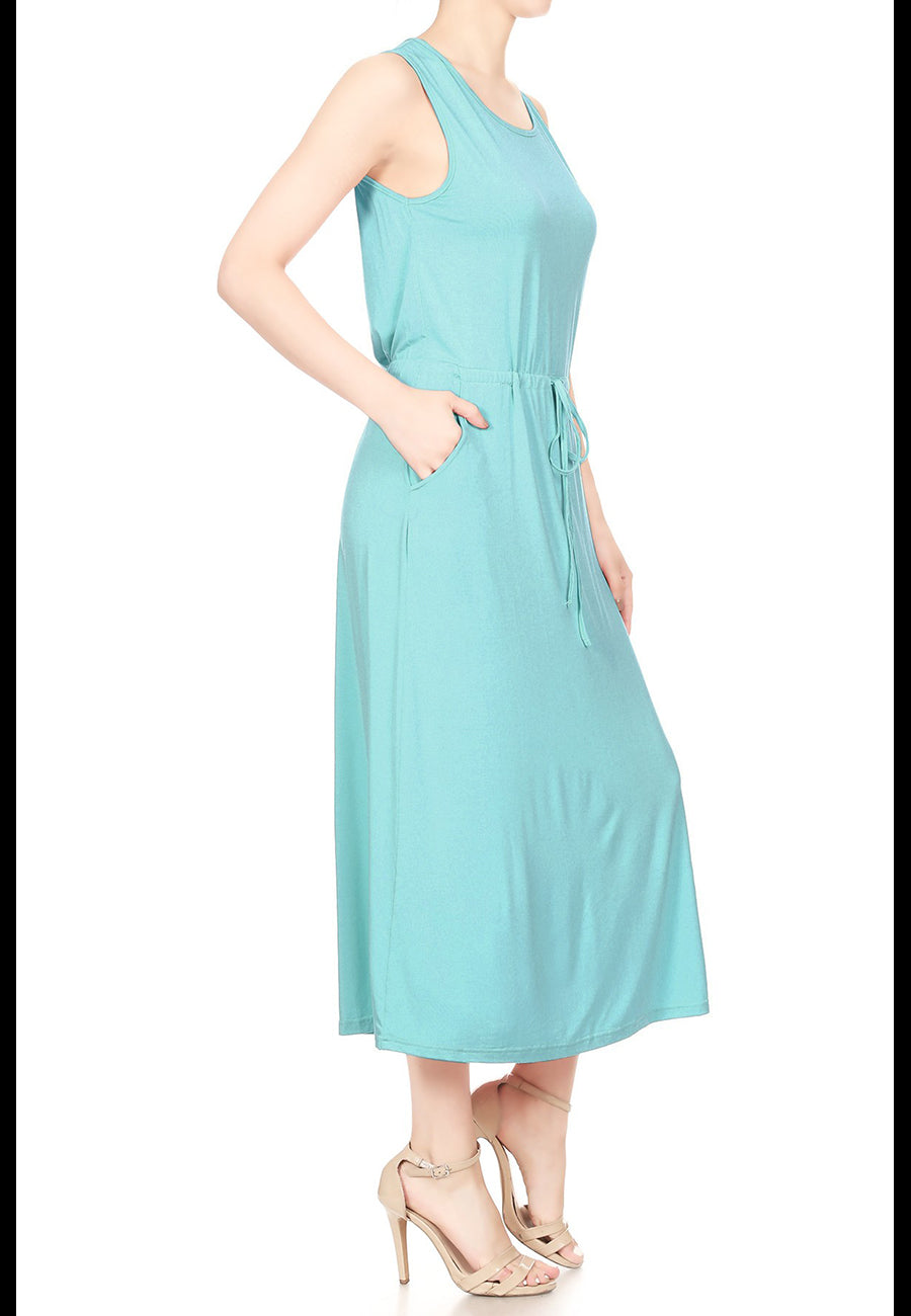 Vestido camisero básico con lazo en la parte delantera y bolsillos