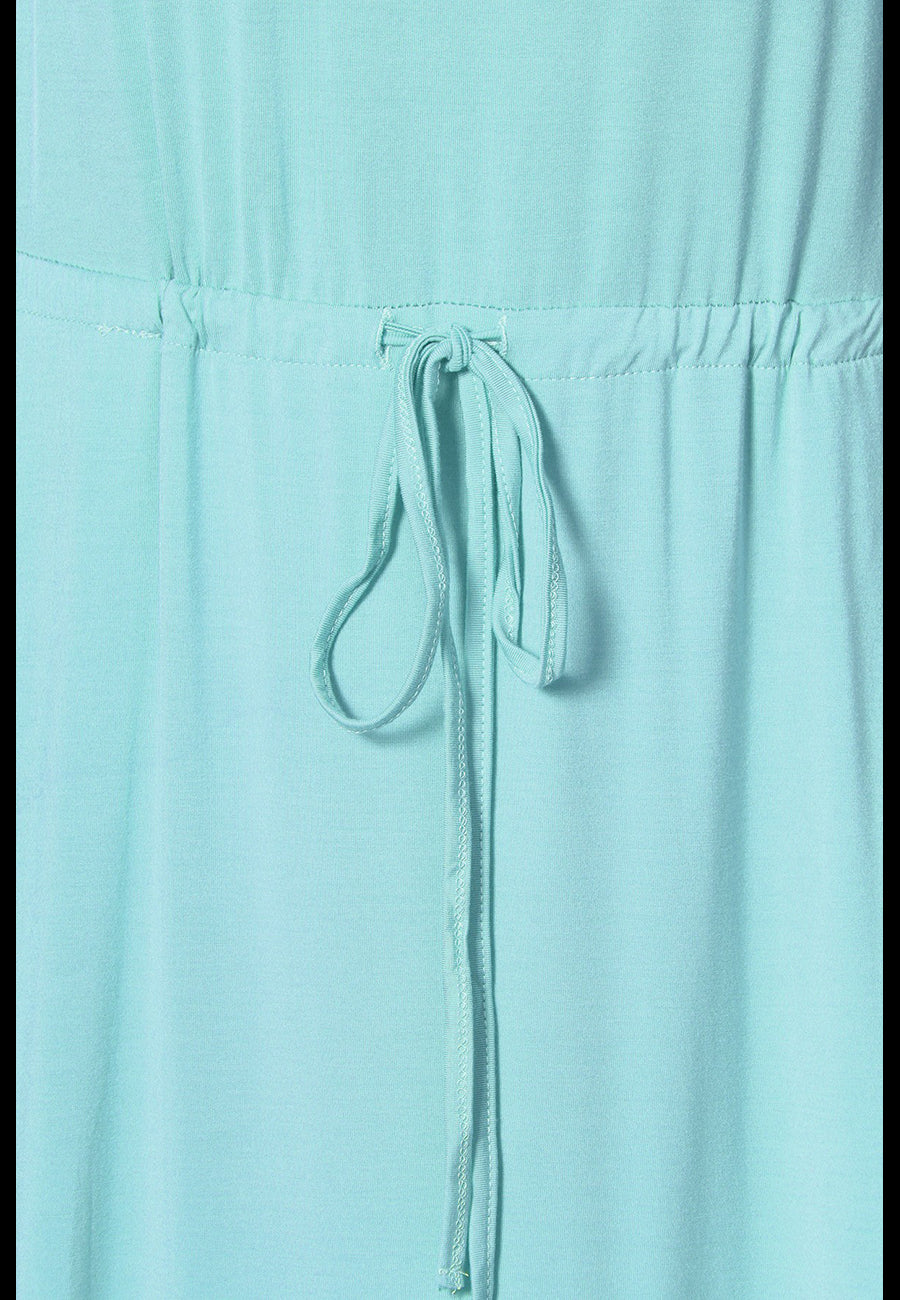 Vestido camisero básico con lazo en la parte delantera y bolsillos