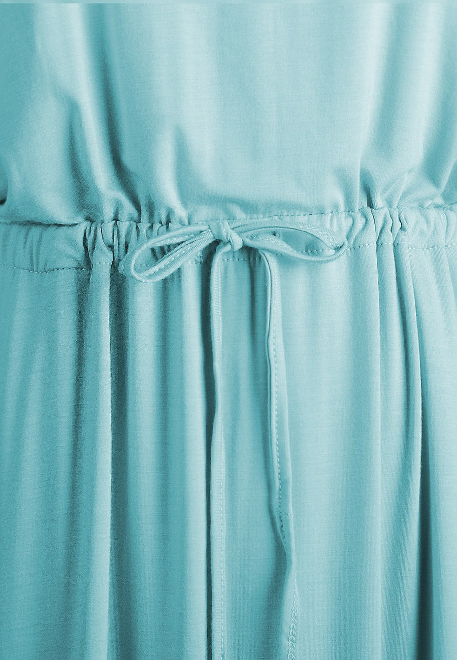 Vestido camisero básico con lazo en la parte delantera y bolsillos