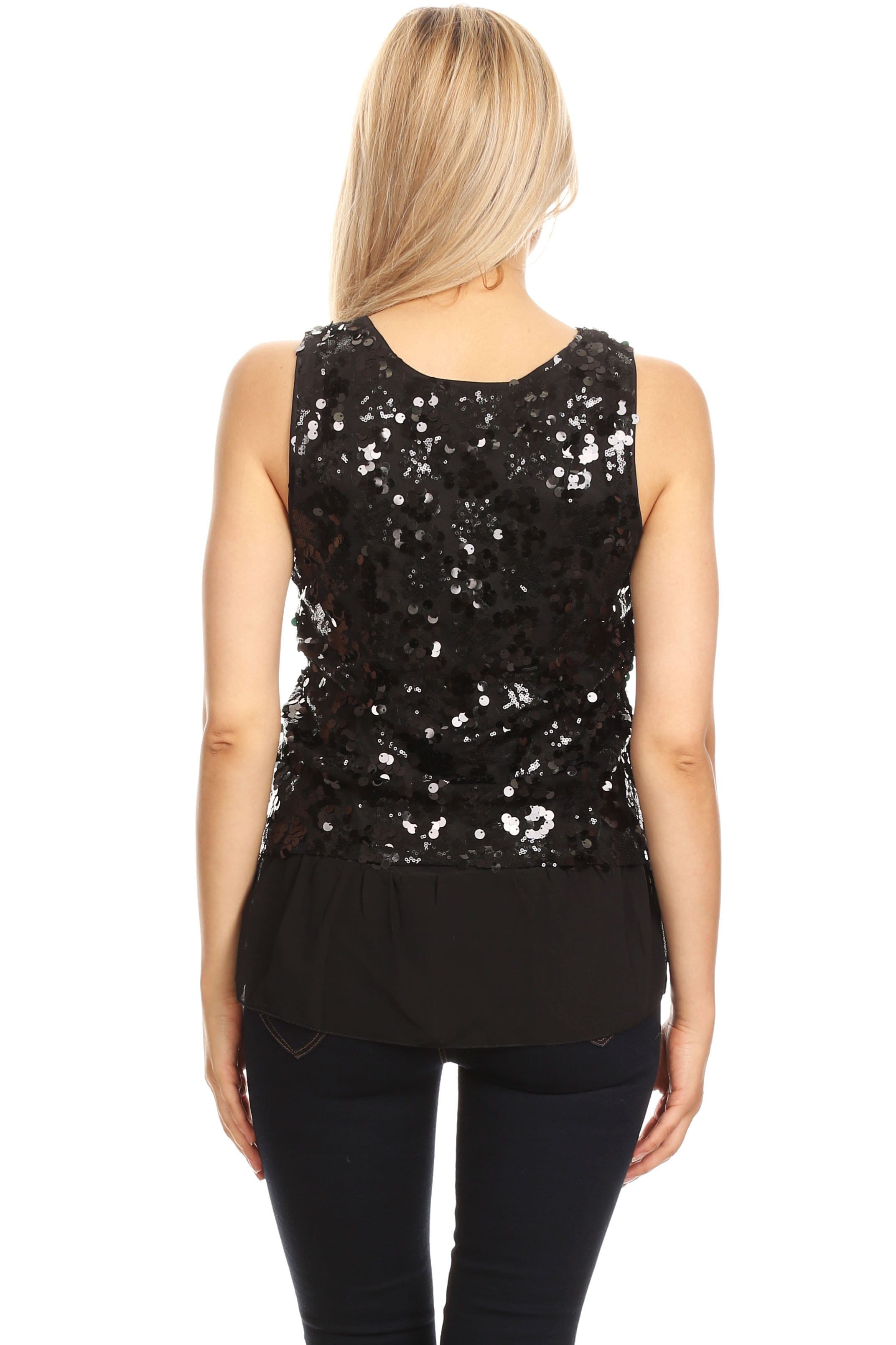 Camisola sin mangas con lentejuelas y escote tipo espagueti