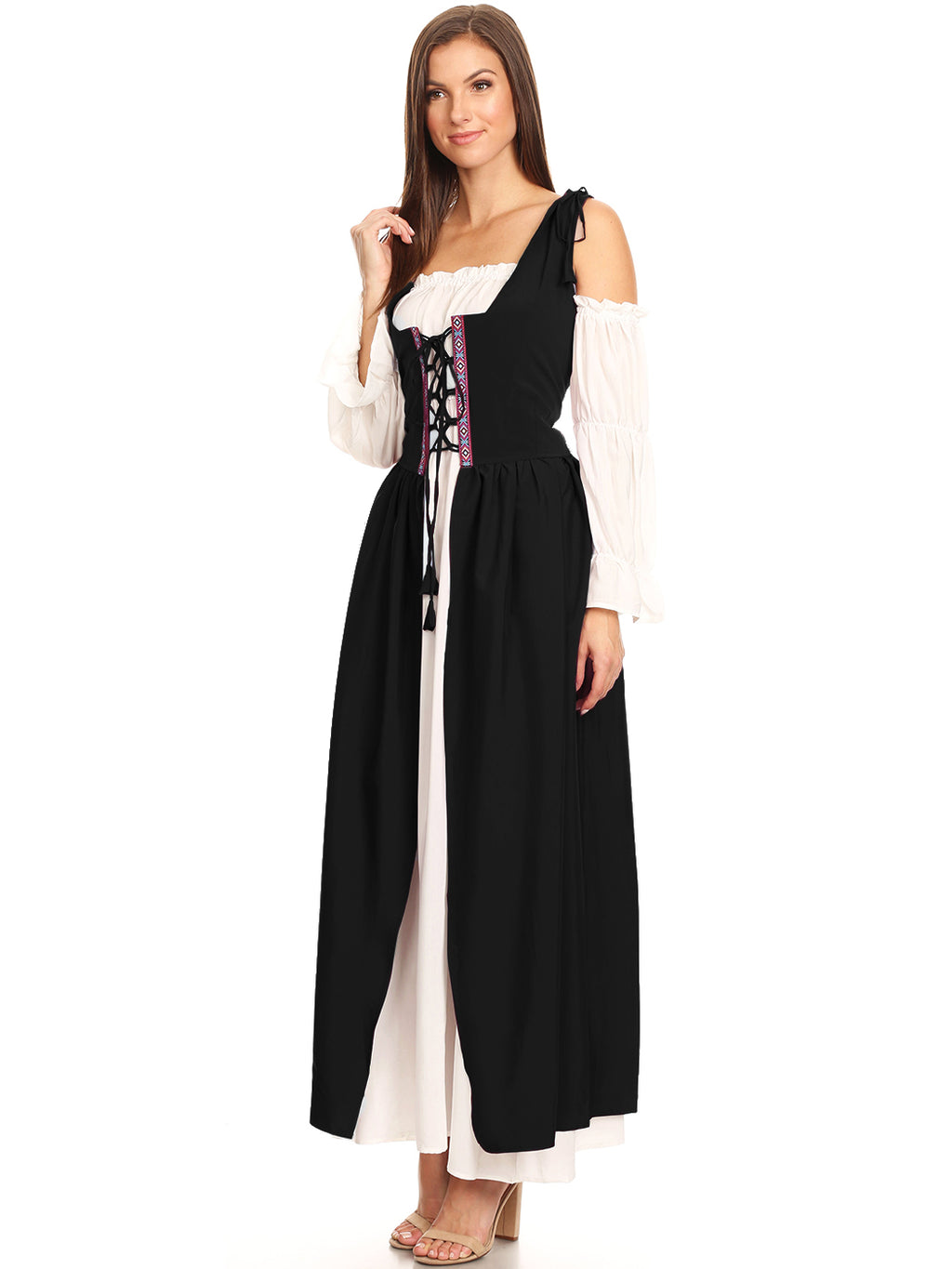Vestido medieval irlandés con hombros descubiertos para mujer de Anna-Kaci