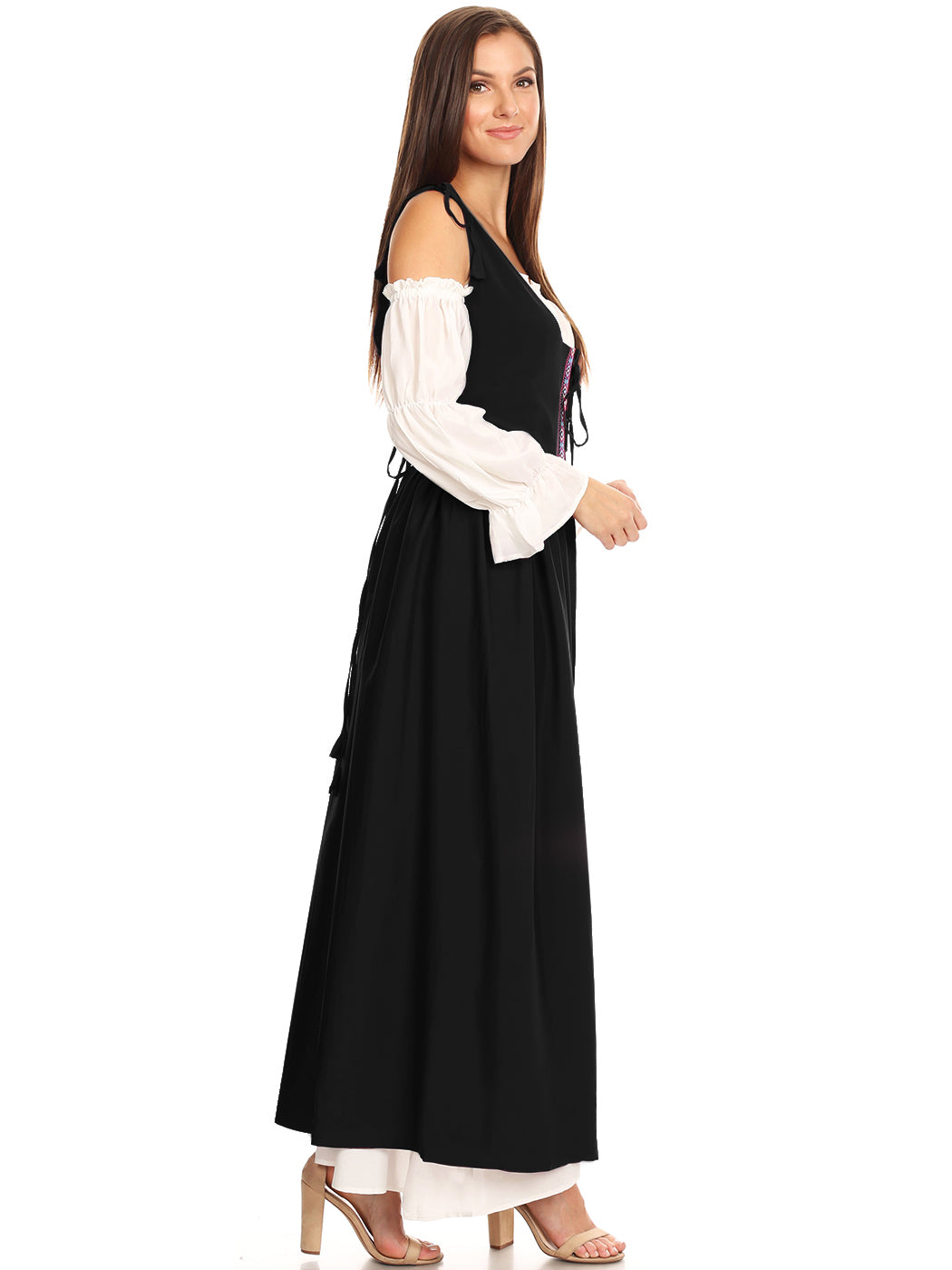 Vestido medieval irlandés con hombros descubiertos para mujer de Anna-Kaci