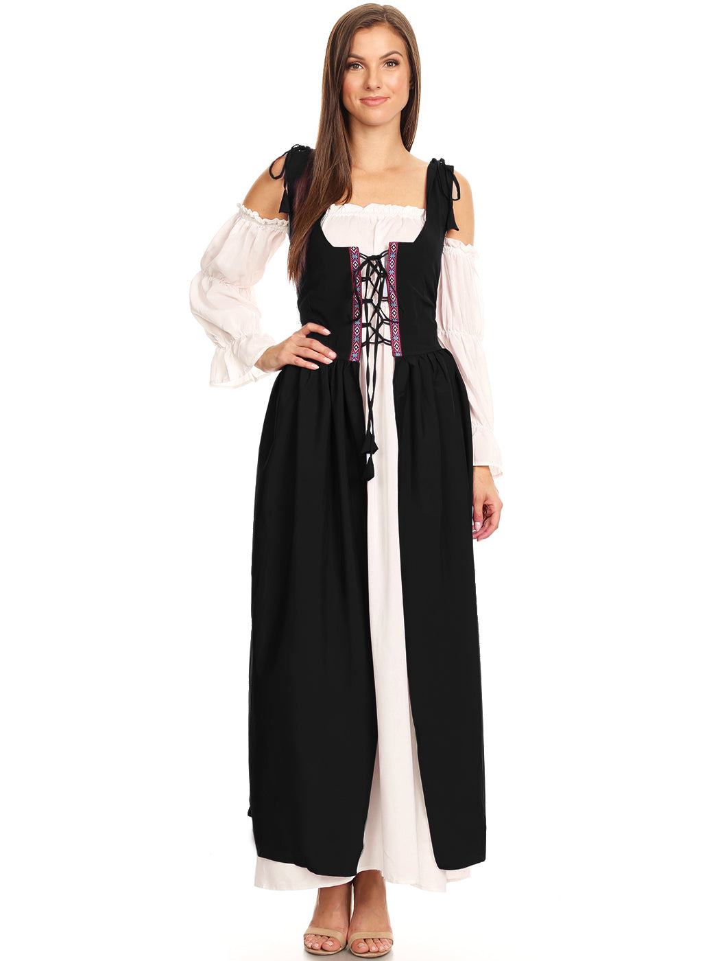 Vestido medieval irlandés con hombros descubiertos para mujer de Anna-Kaci