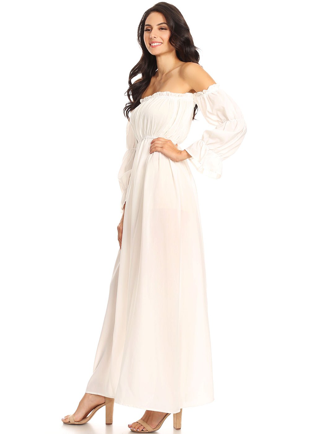 Vestido medieval irlandés con hombros descubiertos para mujer de Anna-Kaci