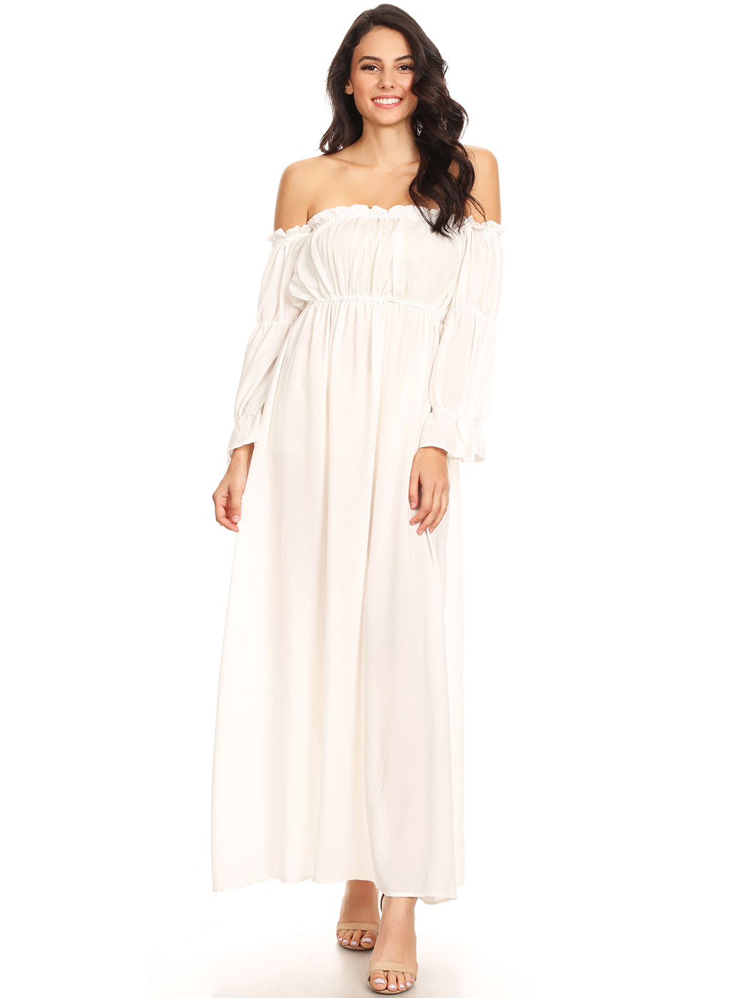 Vestido medieval irlandés con hombros descubiertos para mujer de Anna-Kaci