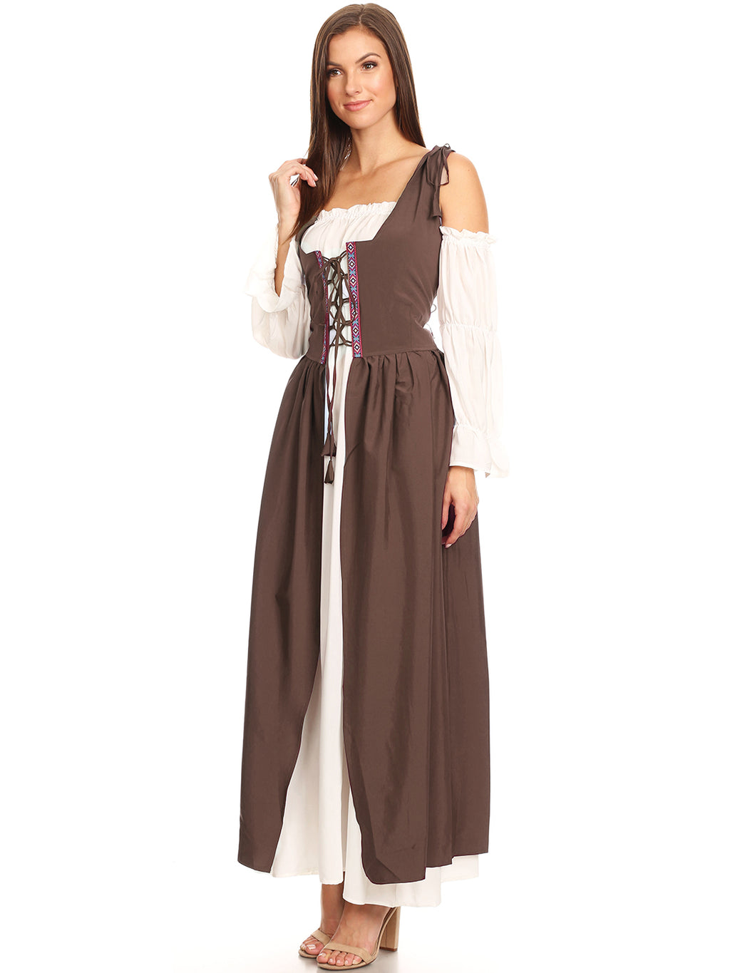 Vestido medieval irlandés con hombros descubiertos para mujer de Anna-Kaci