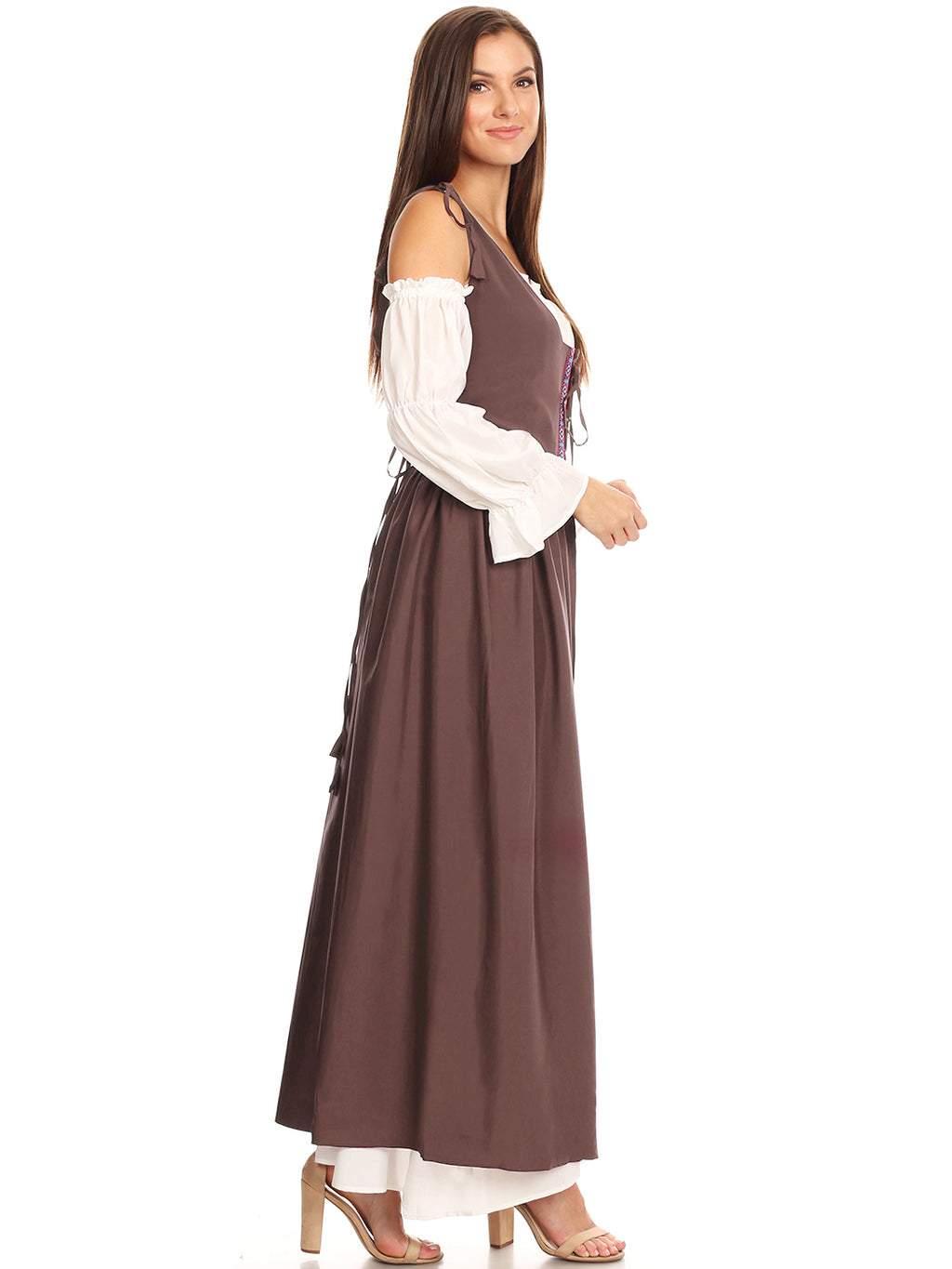 Vestido medieval irlandés con hombros descubiertos para mujer de Anna-Kaci