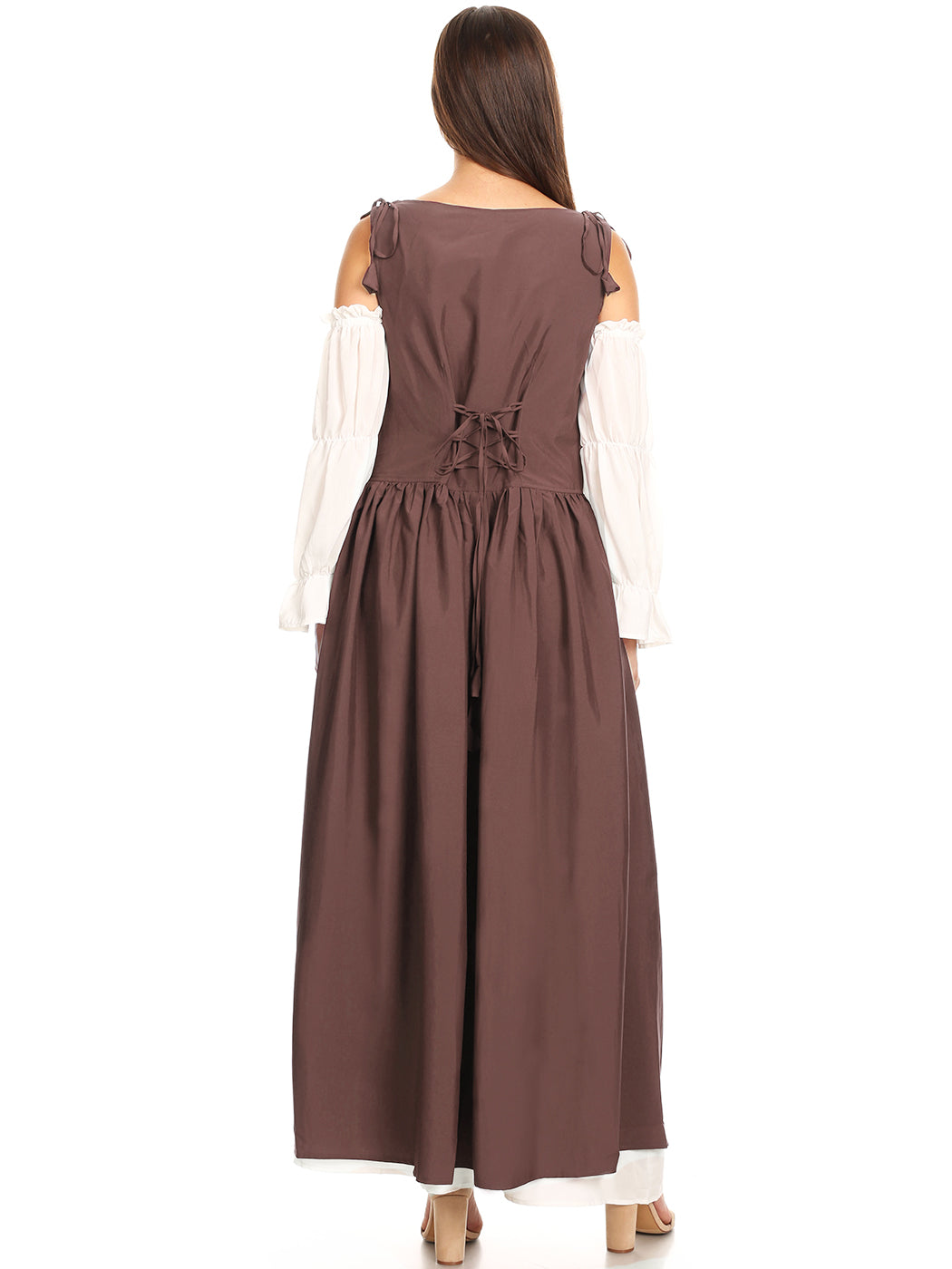 Vestido medieval irlandés con hombros descubiertos para mujer de Anna-Kaci