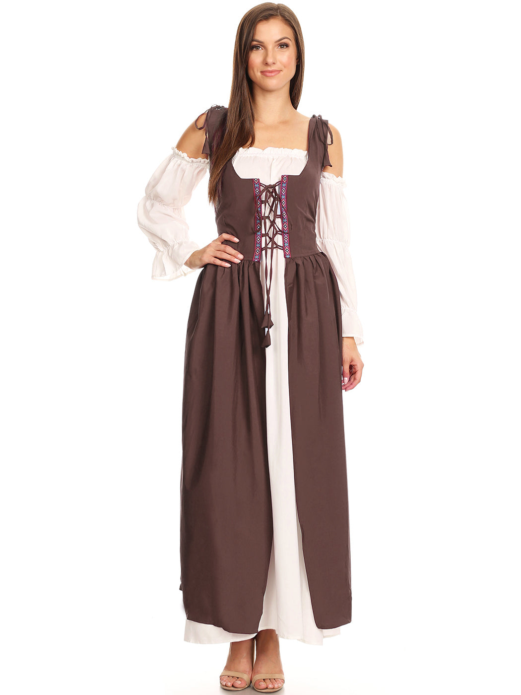 Vestido medieval irlandés con hombros descubiertos para mujer de Anna-Kaci