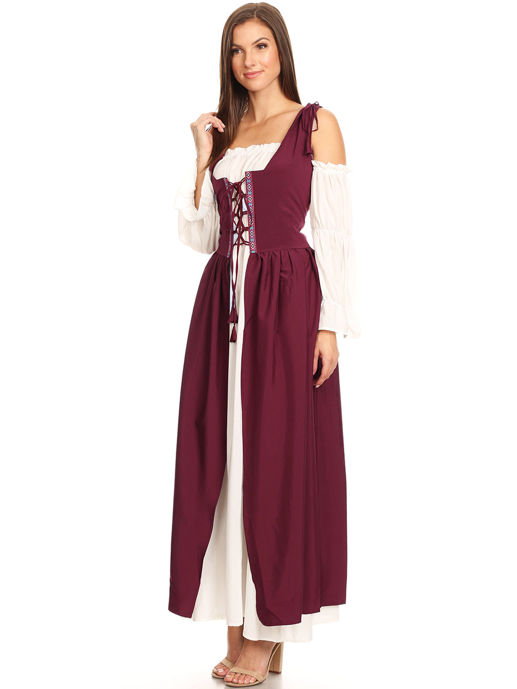 Vestido medieval irlandés con hombros descubiertos para mujer de Anna-Kaci