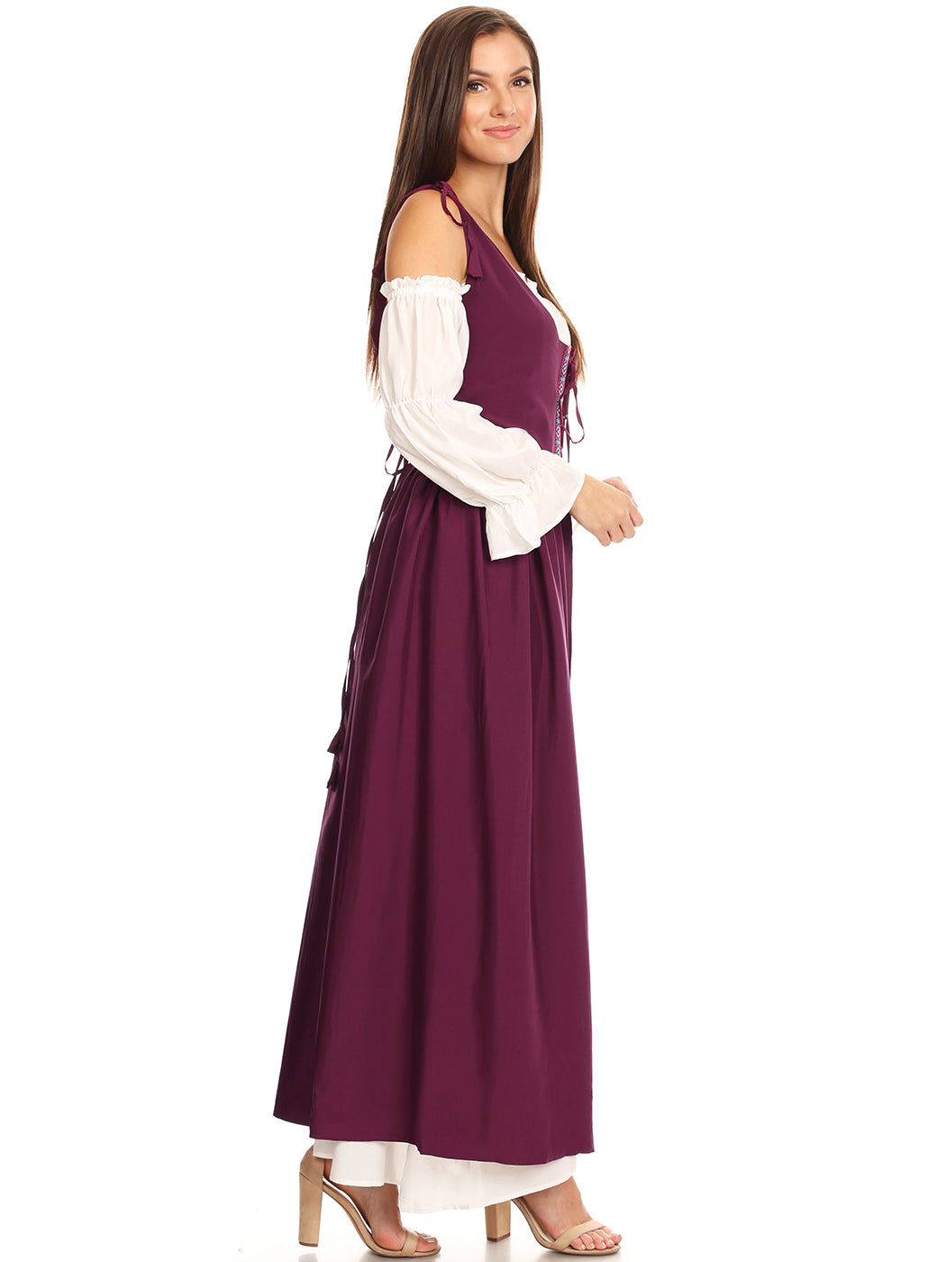 Vestido medieval irlandés con hombros descubiertos para mujer de Anna-Kaci