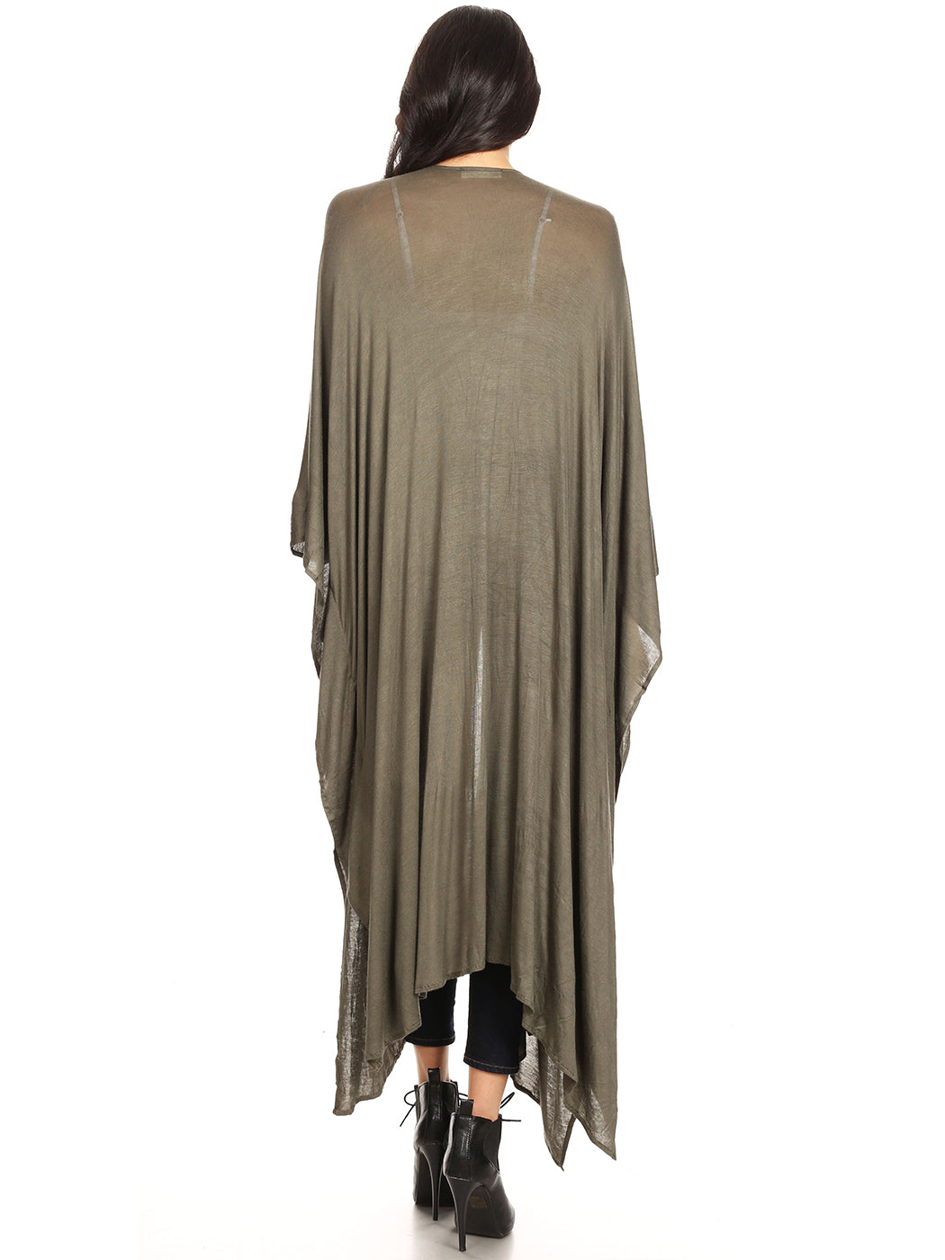 Oversized Breathable Draped Long Cardi, Small, Green