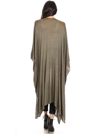 Oversized Breathable Draped Long Cardi, Small, Green
