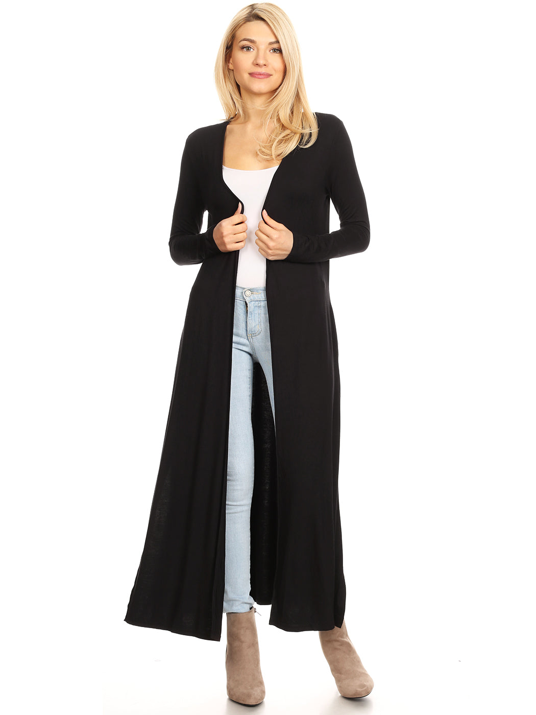 Lightweight Duster Cardigan, Medium/Large, Black