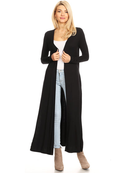 Lightweight Duster Cardigan, Medium/Large, Black