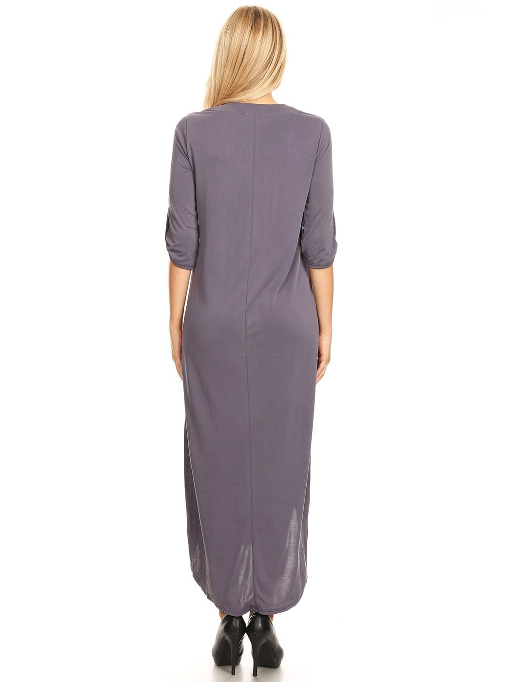 Casual Long V-Neck Maxi Dress - Anna-Kaci