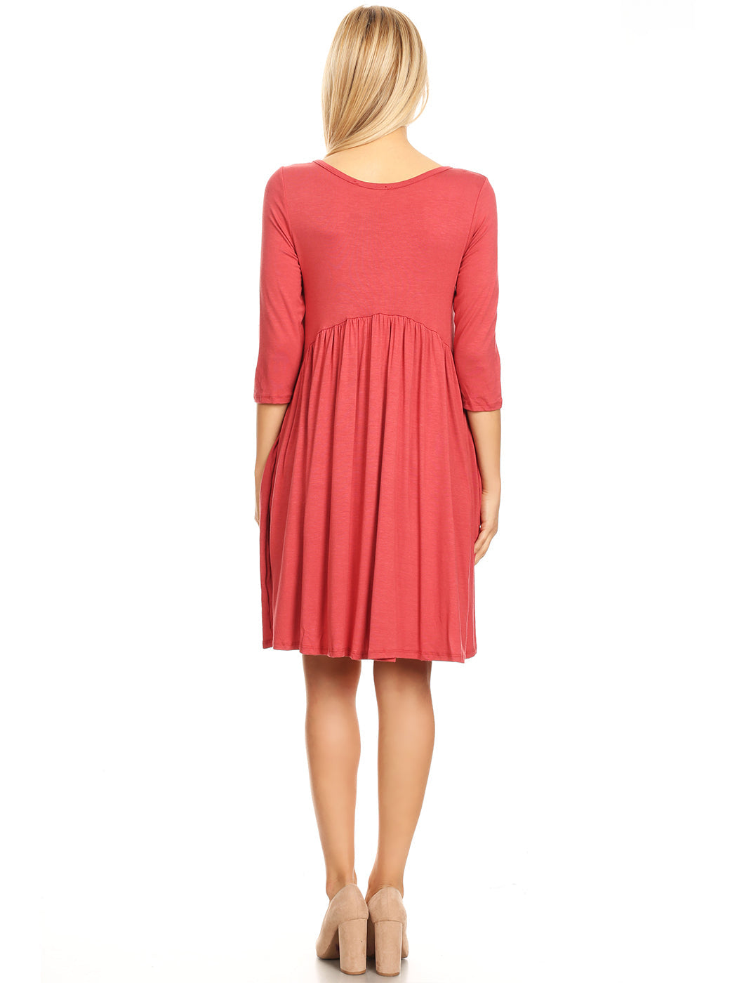 Vestido baby-doll con bolsillos y mangas estilo imperio