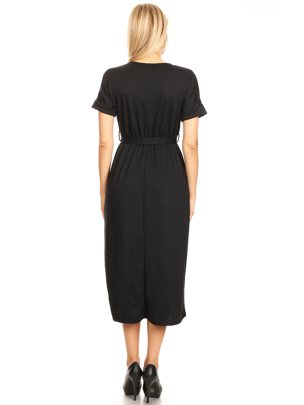 Vestido midi con abertura y mangas lisas