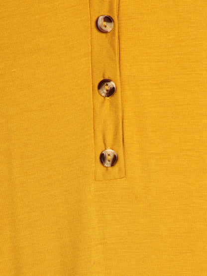 Button Down V-Neck Ruffle Tunic Dress