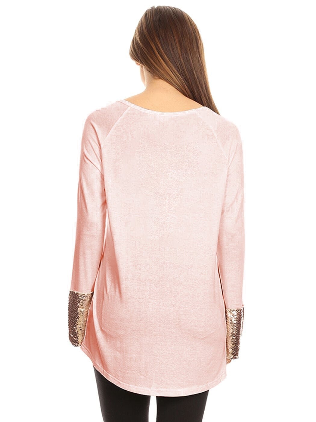 Blusa con mangas largas y puños con lentejuelas brillantes